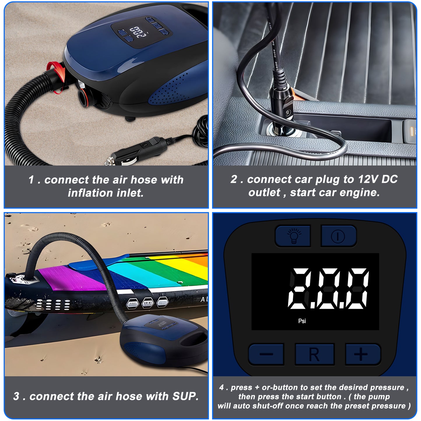 Portable Air Pump Electric Auto For Car Paddleboard Inflatable