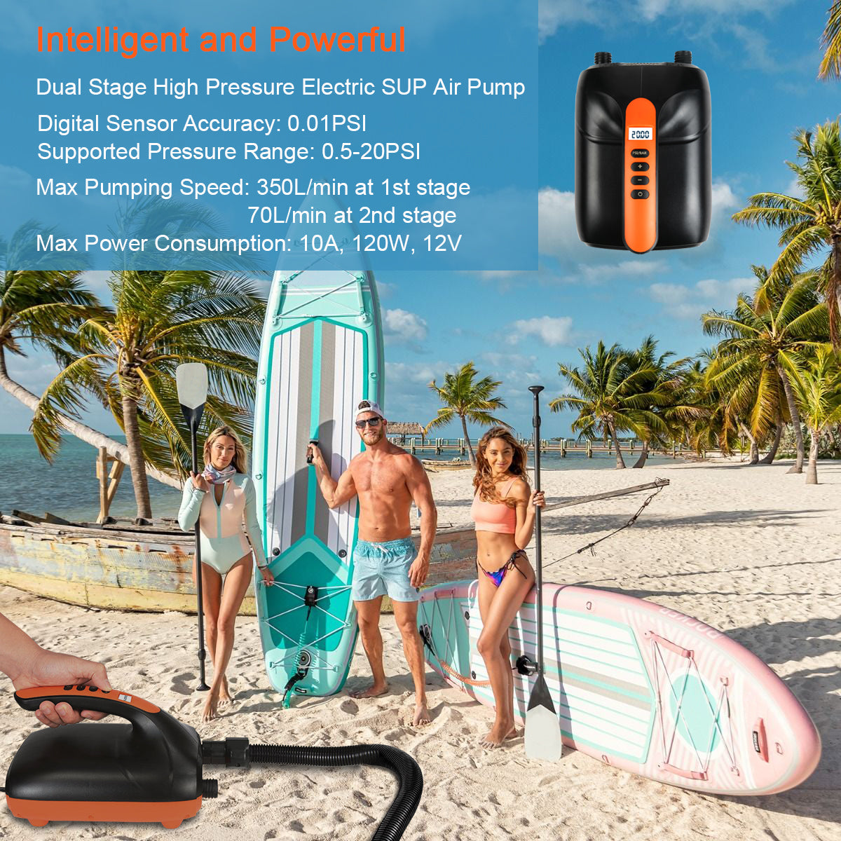 Portable Air Pump Electric Paddleboard Inflatable Auto