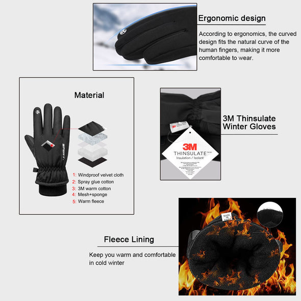 Ski Gloves Mens Winter Waterproof Outdoor Sports