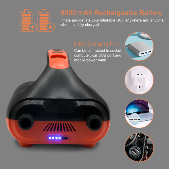 20PSI High Pressure Electric SUP Air Pump Paddle Board Pump Rechargeable