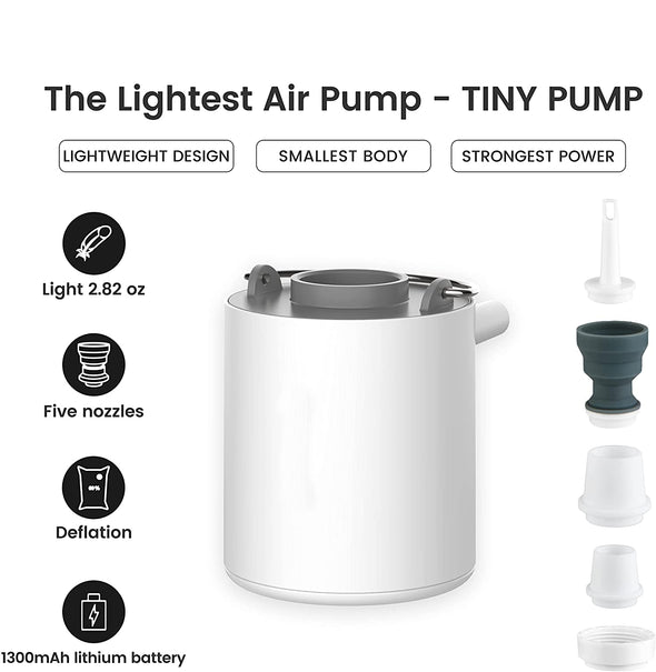 Tiny Pump Portable Electric Air Pump Mini with 1300mAh Battery USB Rechargeable
