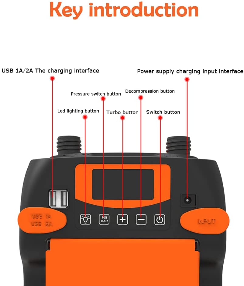 BEWELLAERO Pompa di aria elettrica SUP con batteria ricaricabile da 12 V,  16 PSI Cordless Paddle Board pompa gonfiatore e deflatore per paddle Board