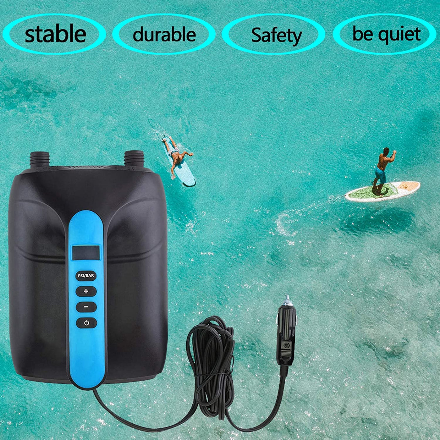  50PSI High Pressure SUP Electric Air Pump,Intelligent Dual  Stage Inflation & Auto-Off Feature, Deflation Function,12V DC Car  Connector,Perfect for Inflating Your Stand-up Paddle Boards and Boats :  Sports & Outdoors
