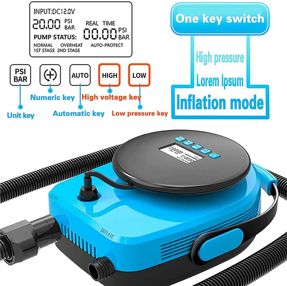 Electric SUP Air Pump for Inflatable 12V DC 20PSI